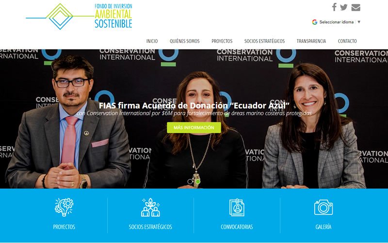 Diseño Web con Portafolio proyectos del Fondo de Inversión Ambiental Sostenible